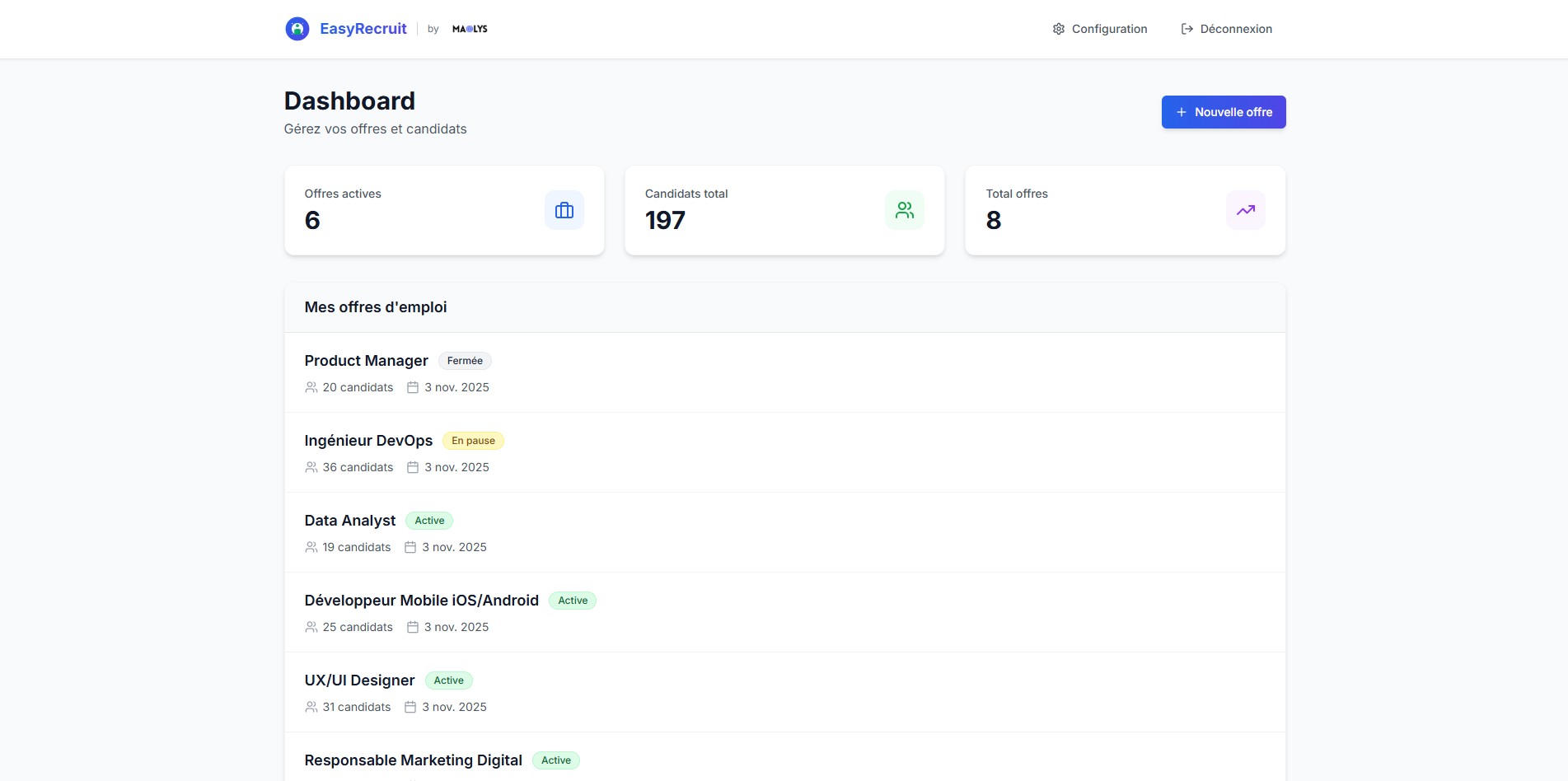 Screenshot de EasyRecruit