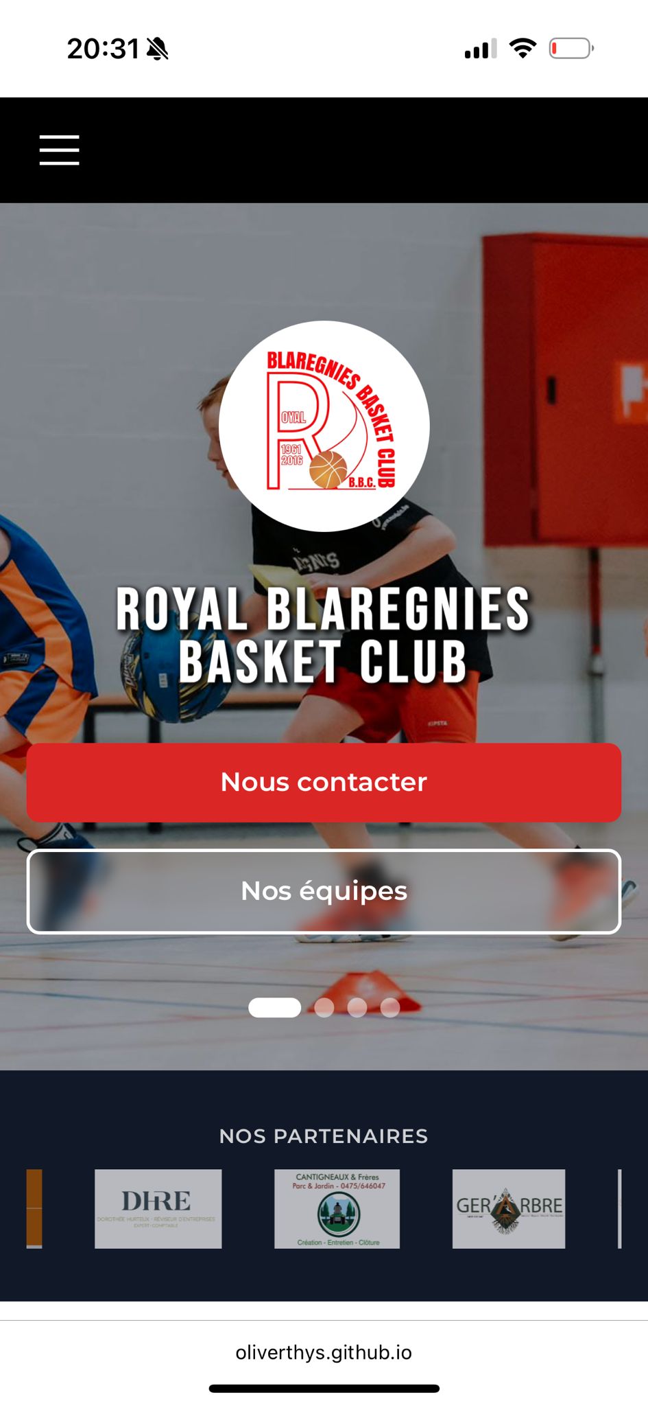 Screenshot mobile du site RBBC